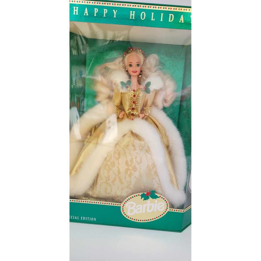 Mattel Happy Holidays Barbie 1994 Doll Gold White Special Edition New 12155 - Picture 2 of 14